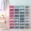 6-Piece Candy Color Shoe Box, Transparent Plastic Storage Pink 11