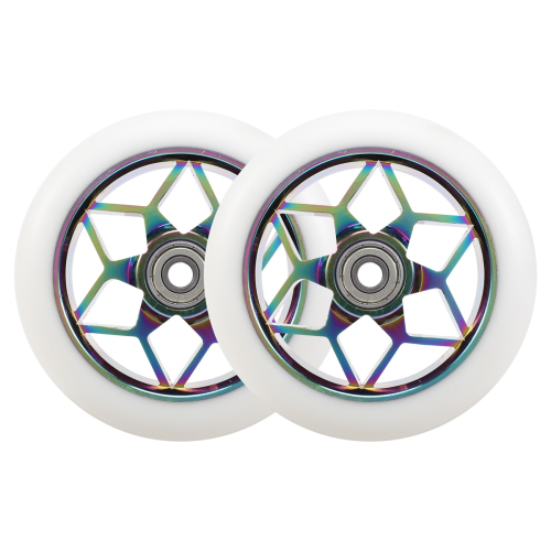 2 Pcs 110mm Scooter Wheels Pu Thick Stunt with Bearings(White) 1
