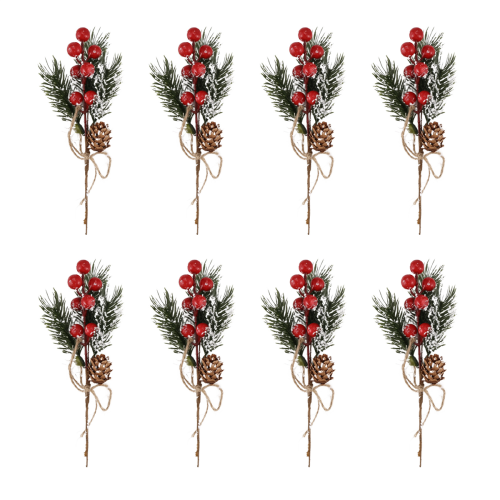 Christmas Berries Decor 8 PCS Artificial Pine Cones Branch Craft