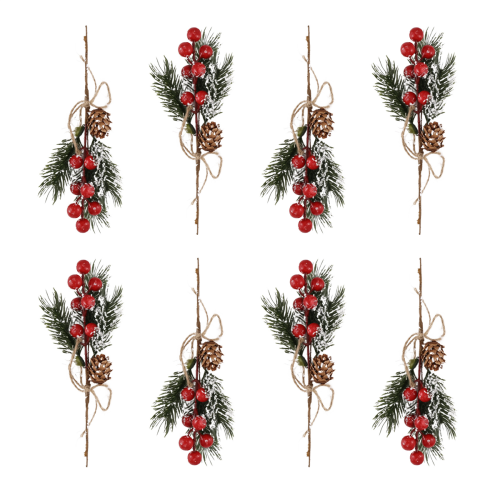 Christmas Berries Decor 8 PCS Artificial Pine Cones Branch Craft 2