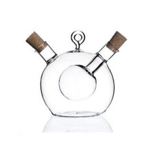 Olive Oil and Vinegar Dispenser 2 in 1 Glass Bottle with Cork Stopper