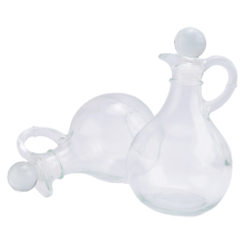 Glass Oil and Vinegar Bottles (2 Piece Set) Round Bottle with Stopper