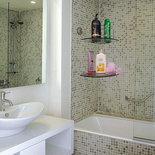Bathroom Shelves, 2-Tier Glass Corner Shelf Wall Mounted-C 2