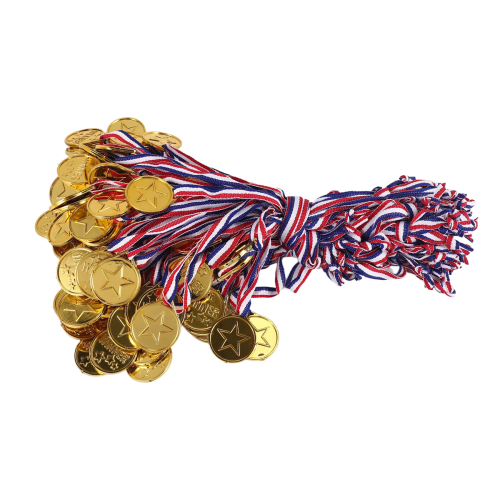 100 Pieces Kids Plastic Winner Medals Gold Award 2