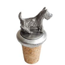 (Add a Gift Pouch) Scottish Terrier Scottie Dog Pewter Bottle Stopper