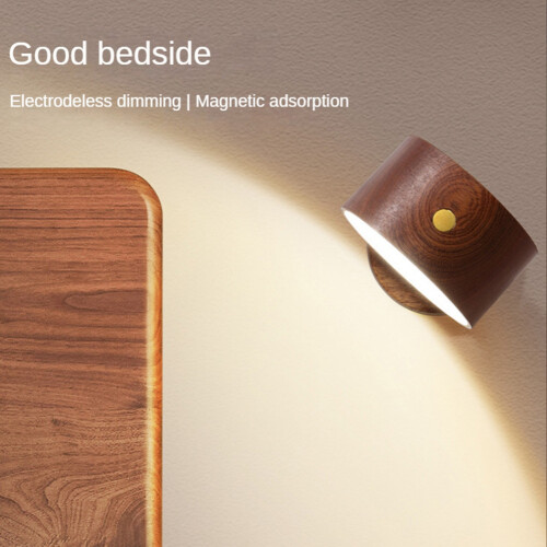 Rechargeable LED Wall Sconce Mounted Bedside Lamp Beech Wood 2
