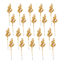 Artificial Berry Stems,7.5 Inches Christmas Glitter Berries(Gold)
