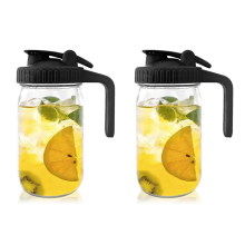 2set 32OZ Jar Pour Spout Lid-Glass Pitcher with Lid