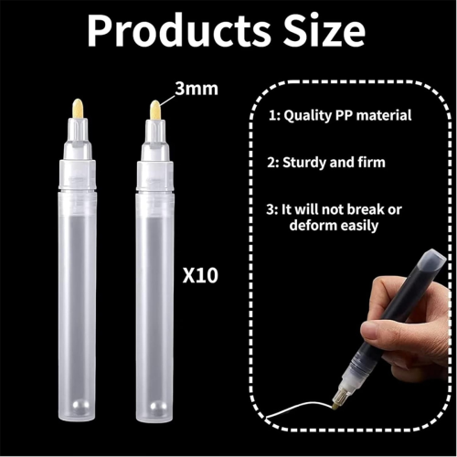 10Pack 3mm Empty Fillable Blank Paint Touch Up Pen Markers 2