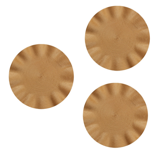Wave Round Placemat, Anti-scalding Mat,Kitchen Table Mat,Gold 1
