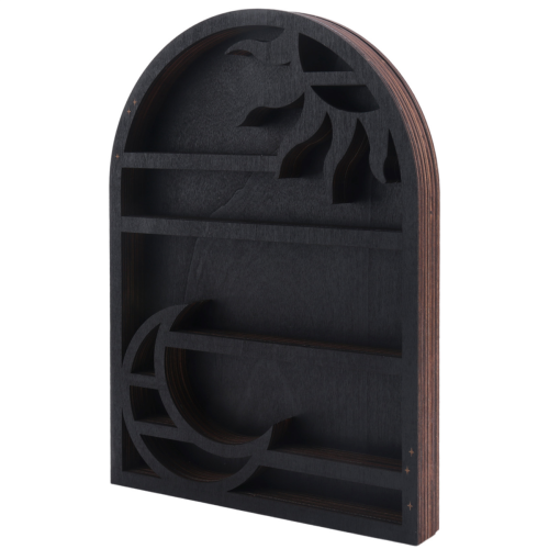 Wood Storage Shelf - Stylish and Practical Wall Shelf, Crescent Sun 2