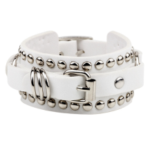 Unisex Punk Rocker Bracelet Gothic Leather Cuff for Cosplay Fashion-A