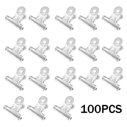 100PCS Plastic Bulldog Clips, Hinge Clips for Home, Office Use Clear 2