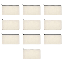 10Pcs Canvas Pencil Pouch, DIY Craft Zipper Bags Blank Makeup