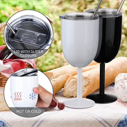 Stemmed Stainless Steel Wine Glasses with Lid A 2
