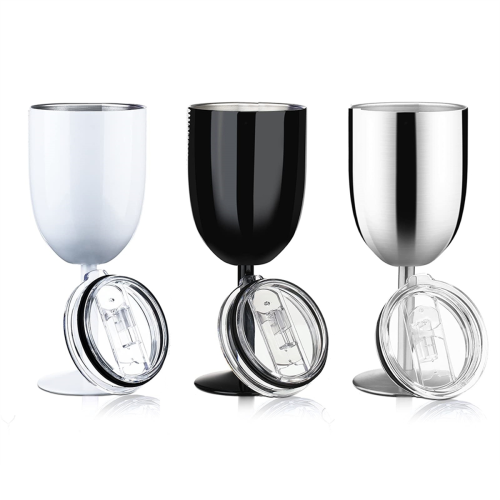 Stemmed Stainless Steel Wine Glasses with Lid A 1