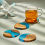 4 Pack Wooden Coasters with Epoxy Resin, Bar Coaster 4