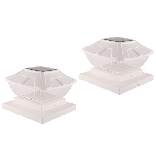 Solar Post Cap Lights Outdoor-2 Pack 2 Modes Deck Fence Lights, White 2