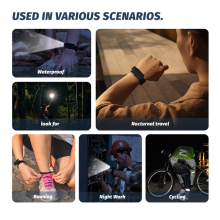 LED Wrist Flashlight USB Rechargeable Waterproof IP67 for Dog Walking