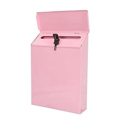 Wall-Mounted Mailbox Lockable Wall Collection Box Pink 1