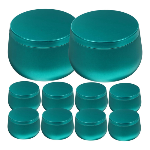 12Pcs Small Storage Box with Lid Candle Making Tins Sealed Cans Green 1