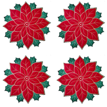Christmas Embroidered Placemats Applique Poinsettia A