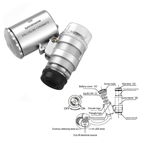 Portable Mini Pocket 60X Microscope Jeweler Magnifier 2