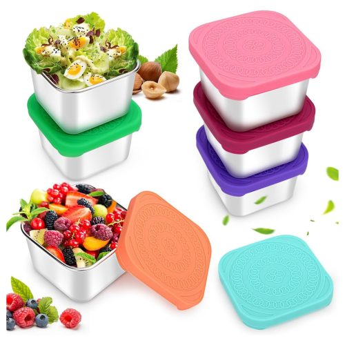 Snack Containers, 6Oz Metal Sauce Food Storage Box Containers