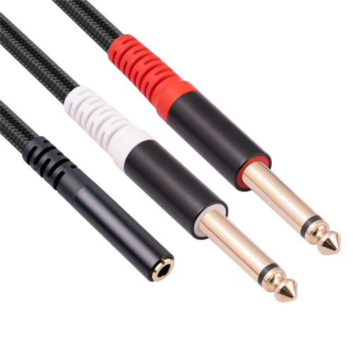 3.5mm to Dual 6.5mm Adapter Audio Aux Cable Double 2