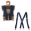 (One Size, Navy) Mens Adjustable Elastic Braces With 4 Metal Clips 3