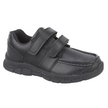 (1 UK, Black) Boys School Shoes Wide Fit Walking Touch Trainers