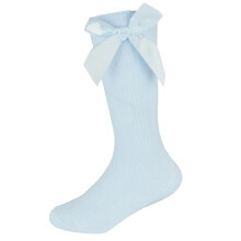 (0-3 Months (0-0), Blue) Baby Girls Knee High Socks with Ribbon Bow