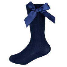 (6-12 Months (0-2.5), Navy) Baby Girls Knee High Socks with Ribbon Bow
