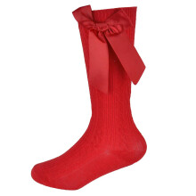 (12-24 Months (3-5.5), Red) Baby Girls Knee High Socks with Ribbon Bow