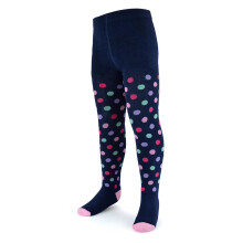 (5-6 Years, Navy) Girls Cotton Rich Hearts & Spotty Tights Supersoft