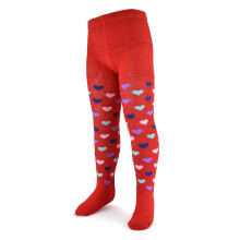 (5-6 Years, Red) Girls Cotton Rich Hearts & Spotty Tights Supersoft