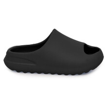 (10/11 UK Child, Black) Girls Boys Open Toe Summer Pool Sliders Flip Flops