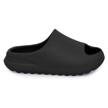 (6/7 UK Child, Black) Girls Boys Open Toe Summer Pool Sliders Flip Flops