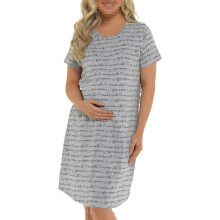 (20-22, Grey) Ladies Maternity Nightie Short Sleeves Gown