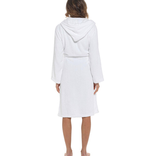 (08-Oct, White) Womens Luxurious 100% Cotton Towel Bathrobe Hooded 2