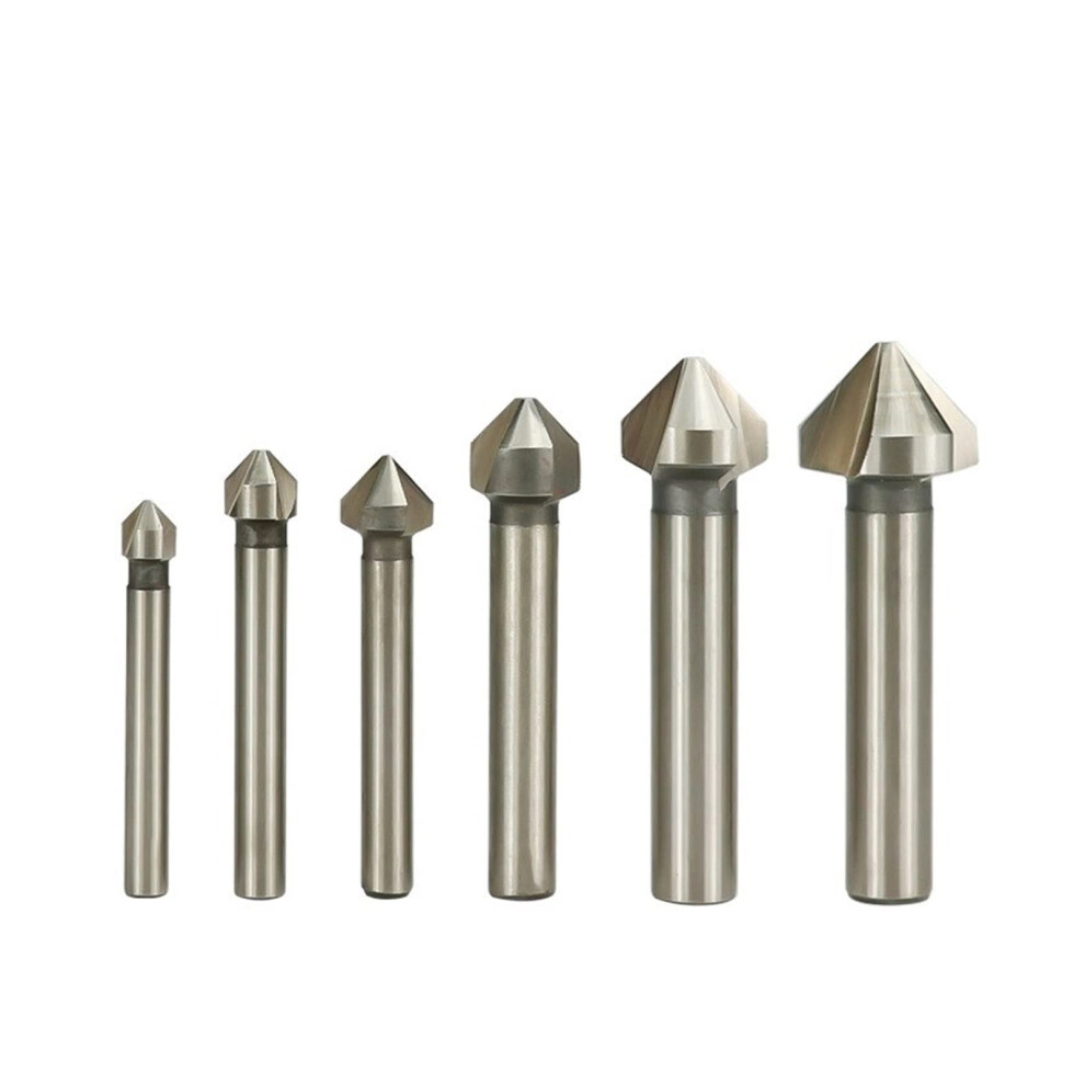 6Pcs Countersink Drill Bit Set 90 Degrees, 3 Flute Chamfering Cutter End Mill Tool 6.3-20.5Mm 6493810916069