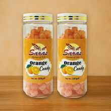 Saras Candy Orange 200g (Pack of 2) | Zesty & Sweet Citrus Flavoured Toffees | Classic Indian Orange Treat