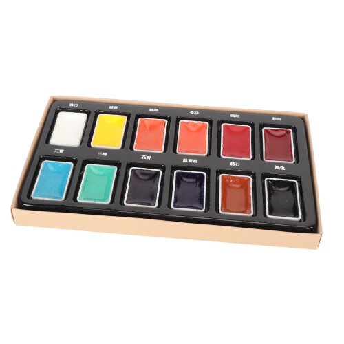 12Pcs Chinese Painting Pigment Assorted Colors 1