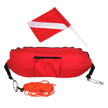 Spearfishing Buoy 420D Nylon Inflatable Diving Float Removable Dive Flag with 25m Line Ropes Diver