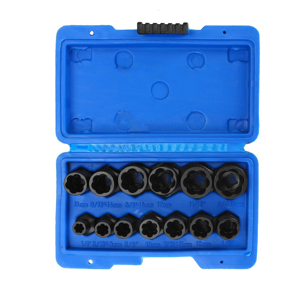 13Pcs Impact Damaged Bolt Nut Remover Extractor Socket Tool Set Nut Removal Socket Socket(13Pcs-With Box) 6493810788543