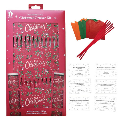 6 DIY Christmas Crackers Make Fill Your Own Holly Design 30cm 1