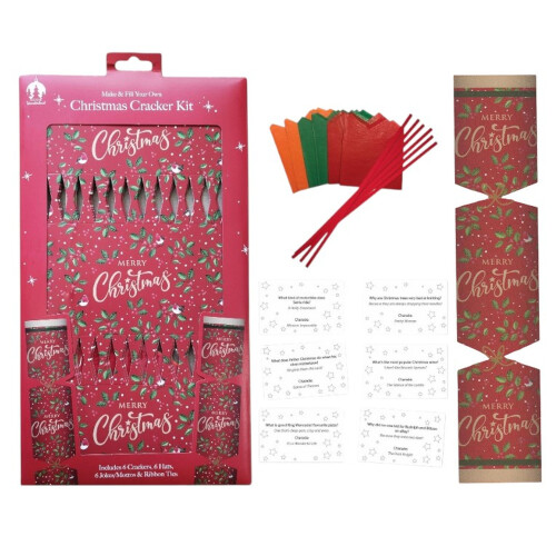 6 DIY Christmas Crackers Make Fill Your Own Holly Design 30cm