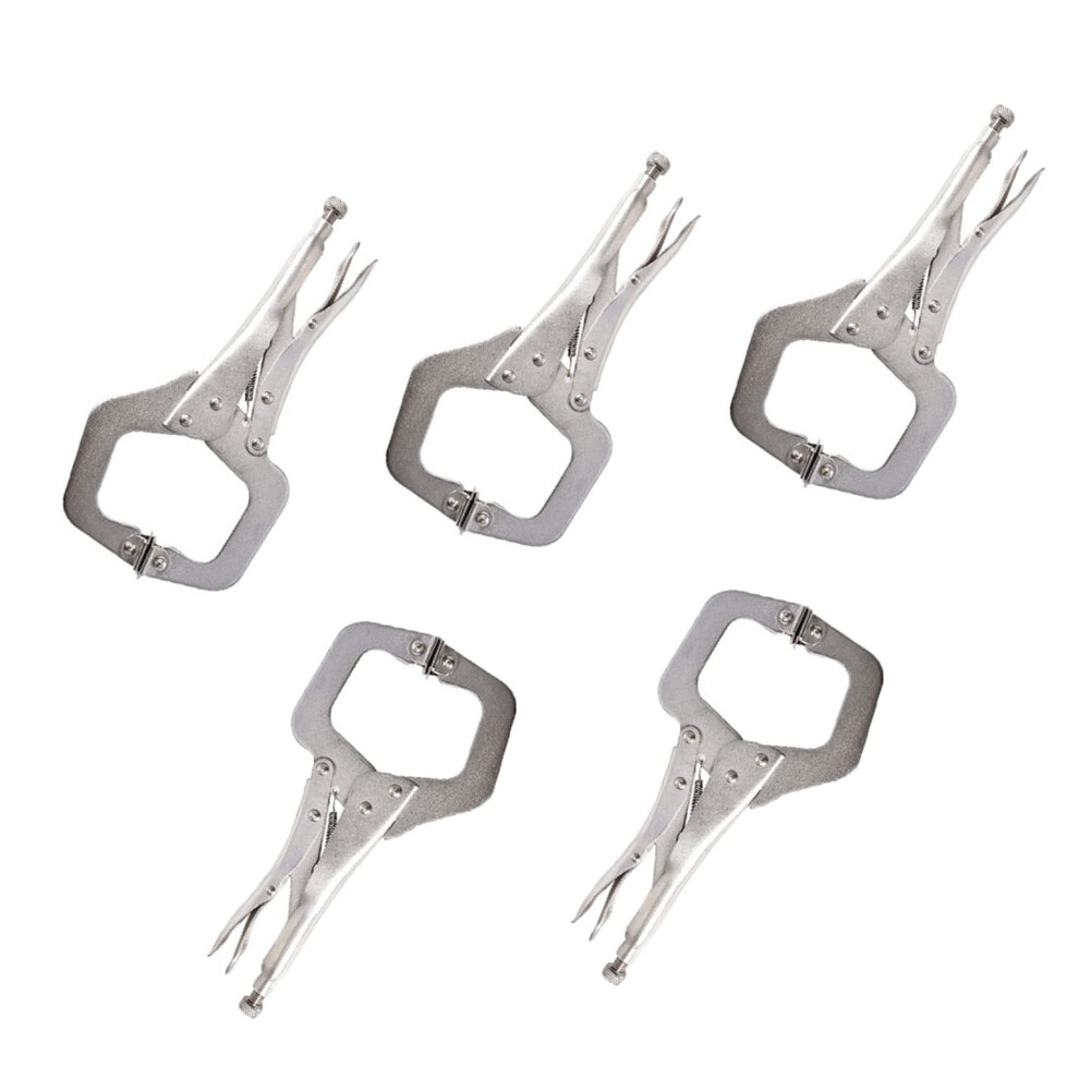 11 Inch Cclamp Locking Pliers Set With Swivel Pad Vise Jaws For Craftsmen Home Workshop Welding Vise Tools(5Pack) 6493810853470