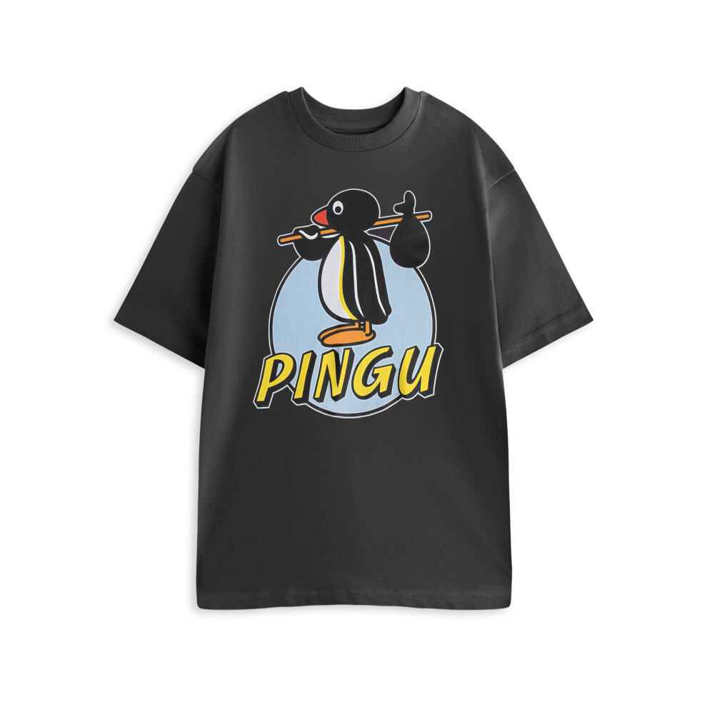 Pingu Men's Grey (Large) Short Sleeved T-Shirt (Unisex )
