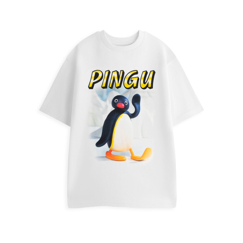 Pingu Women's White (Large) Short Sleeved T-Shirt (Unisex )